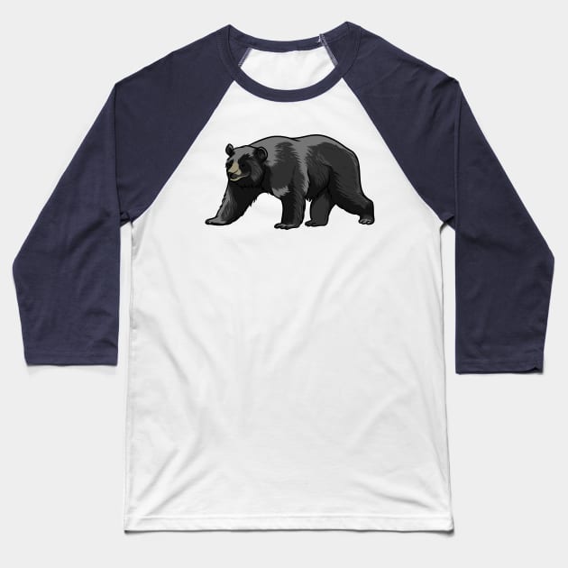 Black Bear Baseball T-Shirt by Sticker Steve